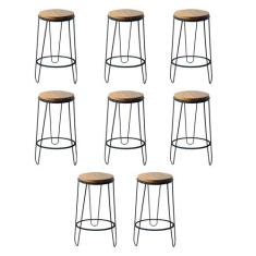 Kit 8 Banquetas Banco Guatemala Estilo Industrial Preto - MAHARA, PRET