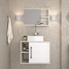 Conjunto para Banheiro Gabinete com Cuba Quadrada Q32 e Espelheira Lau