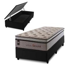 Conjunto Box Baú Liverpool Bege 96x203x80 c/ Molas Ensacadas