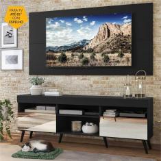 Rack Com Espelho Pés Retrô E Painel Tv 65'' Com 2 Portas