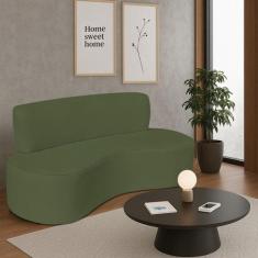 Sofá Curvo 2 Lugares Amsterdã 160cm Linho - Amarena Móveis, Verde