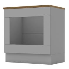 Balcão Forno de Embutir 80cm Americana Cinza com Tampo Cooktop Nature - Móveis Henn