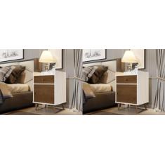 kit 2 Mesas de Cabeceira Montana Perola / Caramelo - Comprar Moveis Em