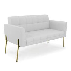 Sofá Namoradeira 2 Lugares Base Pé de Ferro Dourado Elisa Linho D03 - 