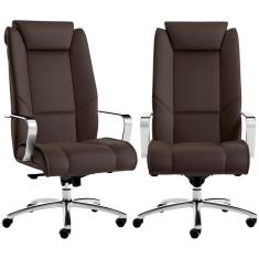 Kit 2 Cadeiras De Escritório Presidente Marrom