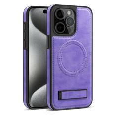 Capa de telefone magnética com suporte invisível de couro para iPhone 11 12 13 14 15 Pro Max 14 15 Plus 15Pro Capa de telefone com suporte, roxo profundo, para iPhone 14 Pro