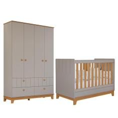 Jogo de Quarto Infantil Biscoito Guarda Roupa e Berço - Permóbili Baby