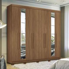 Guarda Roupa Casal 238cm 8 Portas 4 Gavetas com Espelhos e Pés Master New Santos Andirá