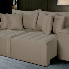 Sofá Living Retrátil com Molas 290 Cm Veludo Veneza Bege Castor