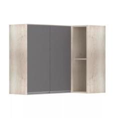 Armário Canto Reto Luciane Conjugado 2 Portas Lis, Legno Crema/Cinza P