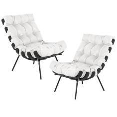 Kit 02 Poltronas Decorativas Sala de Estar Costela Preto L04 Material 