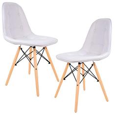Kit 02 Cadeiras Decorativas Eiffel Charles Eames DSW Botonê E01 Branco - Lyam Decor