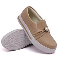 Tênis Dk Uze Shoes Slip On Elástico Sola Tratorada e Pedraria Moderno Dia a Dia Feminino-Feminino
