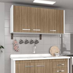 Armário Aéreo para Cozinha 3 Portas 1 Prateleira Valenza Nogal Sevilha