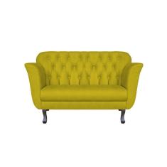 Namoradeira Decorativa Dália Suede Amarelo 2 Lugares Pés Madeira Ms Decor