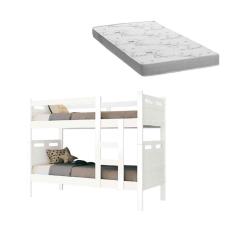 Beliche Solteiro Jaspe com Colchão Vira duas Camas Branco