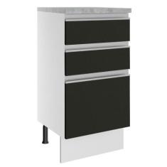 Balcão Madesa Glamy 40 Cm 3 Gavetas Branco Preto