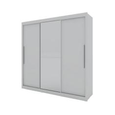 Guarda Roupa Solteiro Gelius Royale 3 Portas com Espelho Branco, Branc