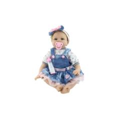 Boneca Reborn Baby Doll realista de silicone macio de 55 cm com acessó