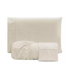 Jogo Lençol Queen 3 Peças Ponto Palito 400 Fios Micropercal