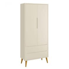 Guarda-roupa Retrô 2 Portas Théo New Areia Fosco Com Madeira - Moveisaqui