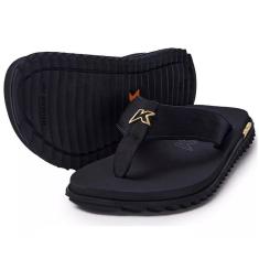 CHINELO KENNER SANDALIA  KIVAH PRETO E DOURADO ORIGINAL-Masculino