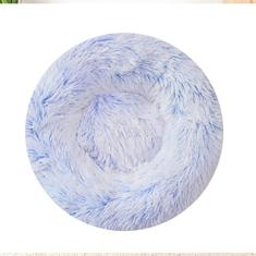 Cama calmante para cães e gatos, cama redonda lavável antiderrapante fofa de pelúcia falsa donut cama de gato para cães pequenos, médios e grandes - diâmetro inferior à prova d'água 35 pol