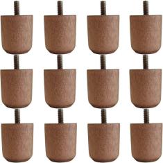  Conjunto 12 Pés Baixos Para Cama Box De Madeira 5Cm Solteiro Casal Queen King