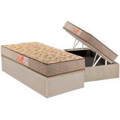 Conjunto Box Baú Solteiro Colchão Espuma Paropas D33 Pasquale Clean + Base Crc Suede Clean (88x188)