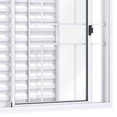 Janela Veneziana de Correr Lateral 3 Folhas com Grade Riobras Alumínio 100cmx100cm Branco