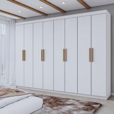 Guarda-Roupa Casal Aurora 8 Portas 4 Gavetas Branco Neve - Panorama Móveis