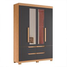 Guarda Roupa Solteiro Doble 4 Portas com Espelho - Móveis Albatroz 