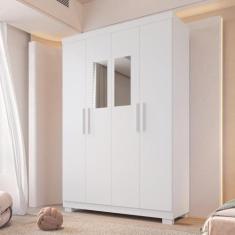 Guarda-Roupa Casal Canadá Com Espelho 4 Portas 100% MDF Linhamobília, 