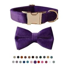 Coleira para cães com gravata borboleta, coleira ajustável de veludo para cães com fivela de metal e gravata borboleta destacável elegante para meninos e meninas pequenos, médios ou grandes, cães e