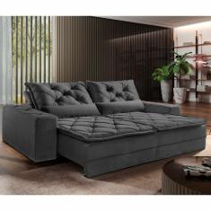 Sofá Reclinável 3 Lugares 210Cm Dallas Montana Estofados Jolie Grafite