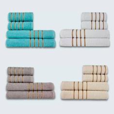 Jogo De Toalhas 16 Pç Coleção Dubai 100% Algodão Vd+br+cz+bg