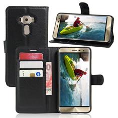 Capa ASUS Zenfone 3/ZE552KL, capa carteira flip de couro PU premium com compartimento para cartão, suporte e fecho magnético [capa interior à prova de choque de TPU] Compatível com ASUS Zenfone