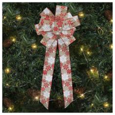 Kit 8 Enfeite Árvore Natal Laço Decorado Flocos De Neve 78 Cm