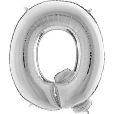 Balão Metalizado Prata Letra Q - 1 Metro