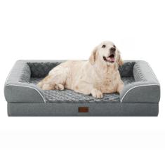 Casa Paw Camas ortopédicas para cães de tamanho extragrande, cama impermeável de espuma viscoelástica GG para animais de estimação com laterais 106 x 76 cm, antiderrapante e de espuma de ovo com capa