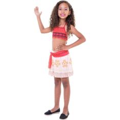 Fantasia Moana Regata Princesa Disney Top + Saia Infantil