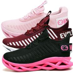 Kit 3 Tênis Easy Style Feminino Evoltenn Solado Trançado-Feminino