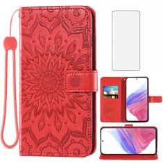 Capa de telefone para Samsung Galaxy A53 5G 2022 carteira com protetor de tela de vidro temperado e capa flip fina de couro com suporte para cartão acessórios para celular Gaxaly A53 G5 Galaxies 53A