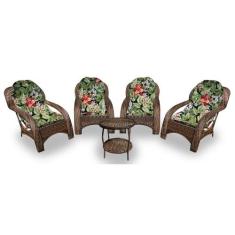 Conjunto de Poltronas Fibra Sintética Lisboa - 4 Poltronas + 1 Mesa Ce