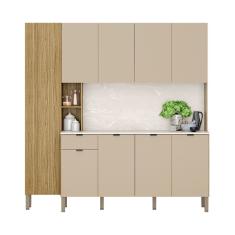 Armário De Cozinha Compacta 9 Portas E 1 Gaveta 200cm Milla Freijó-vanilla - Pallazio