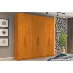 Guarda Roupa Casal França 6 Portas de Bater 4 Gavetas MDF-MDP Cinamomo Conquista