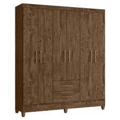 Guarda Roupa Casal Paraná M07 6 Portas de Bater 2 Gavetas MDP Castanho Wood Mpozenato