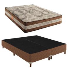 1 Cama Box King 42x193x203cm com Colchão Super King Molas Ensacadas 30x193x203cm Samambaia Rustico Cerejeira