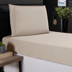 Jogo de Cama Solteiro 400 Fios Percal 02 Peças Com Barra, Antiácaro, A