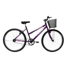Bicicleta Aro 26 Feminina Mono Saidx Sem Marcha Com Cesta, Violeta